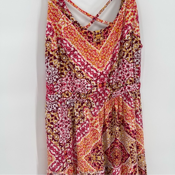 Torrid womens Floral Challis Maxi Dress Size 2X sleeveless tiered cross back - Picture 4 of 8